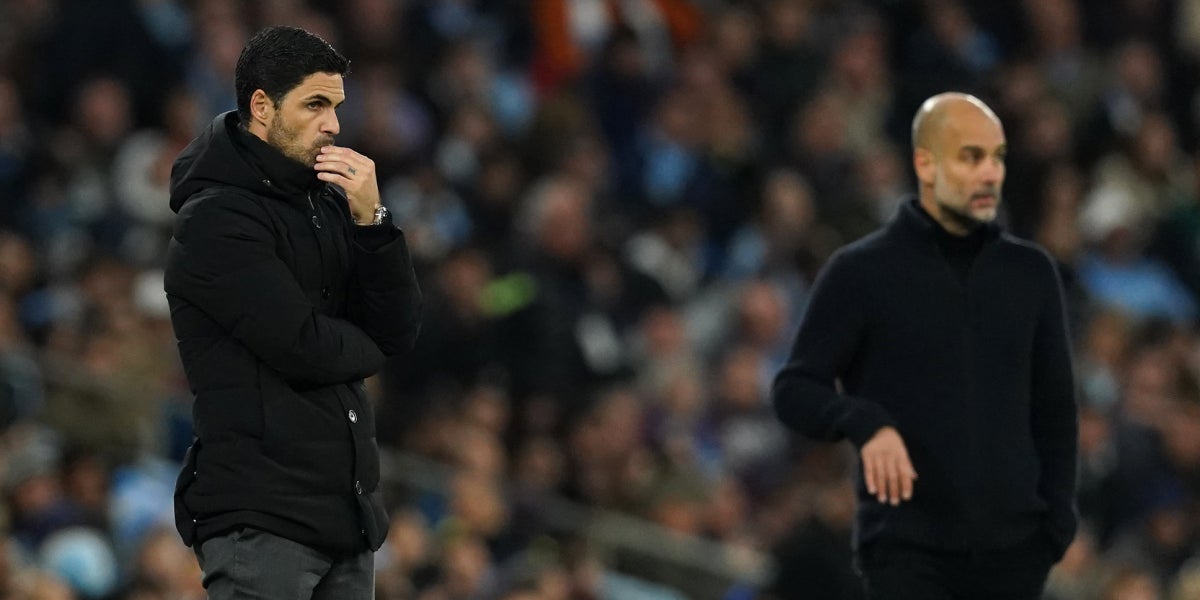Mikel Arteta i Pep Guardiola, durant un partit | Europa Press