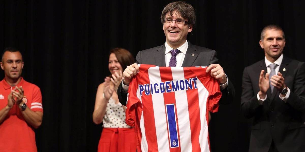 Carles Puigdemont, amb la samarreta del Girona | Europa Press