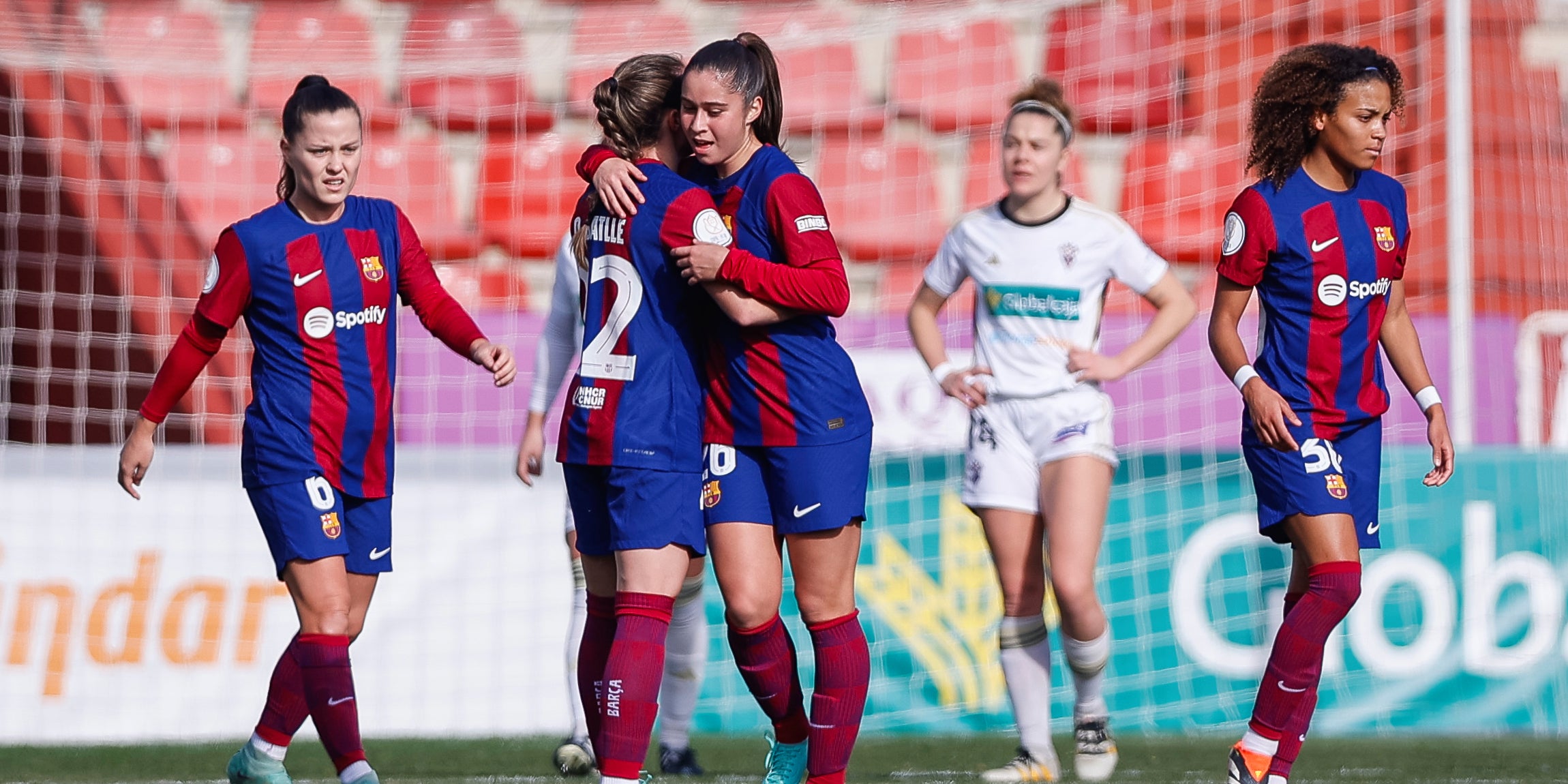Las jugadoras del Barça, celebrando un gol contra el Albacete | @FCBfemeni