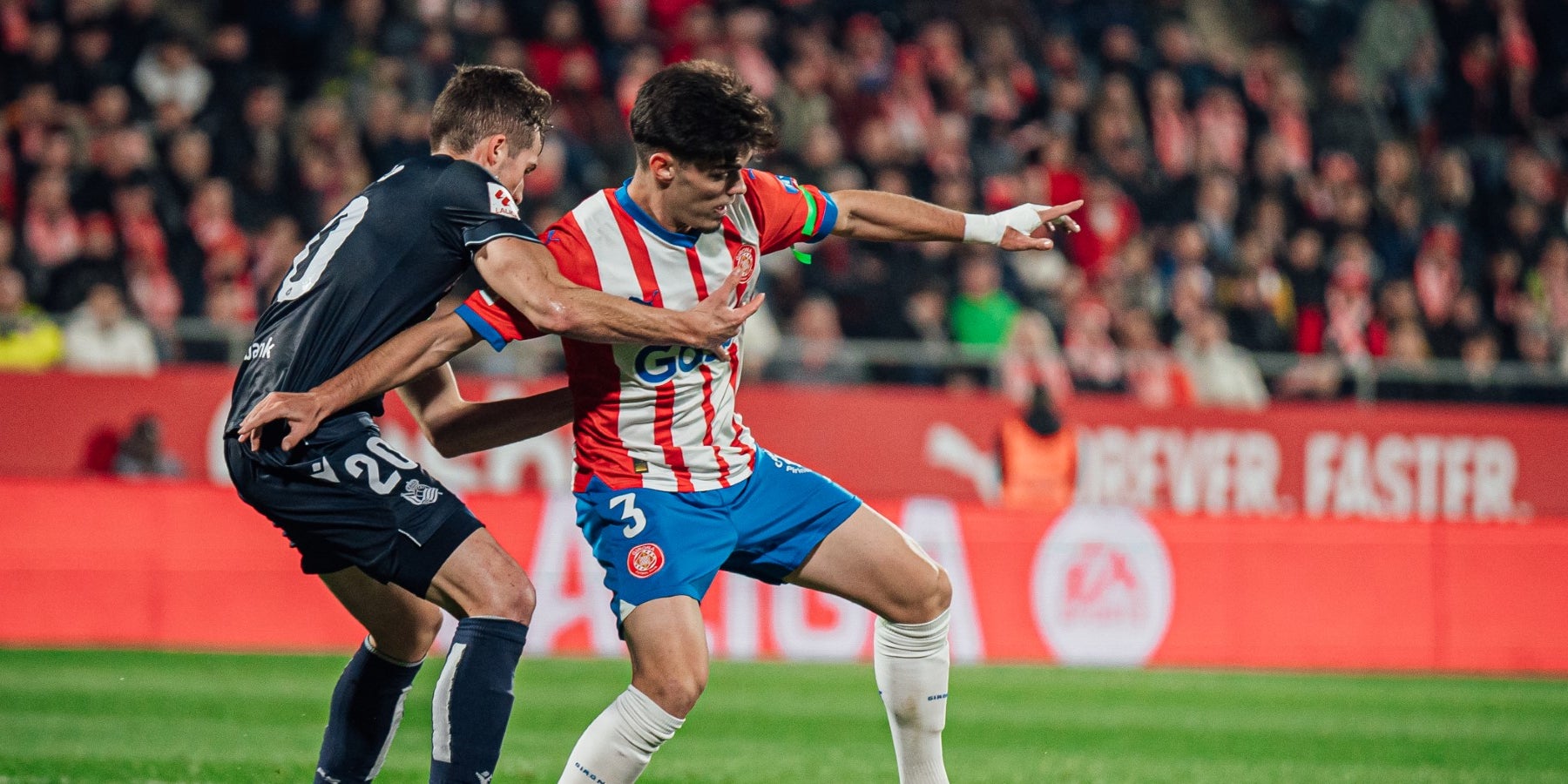 Miguel, durante el partido entre el Girona y la Real Sociedad | Girona FC