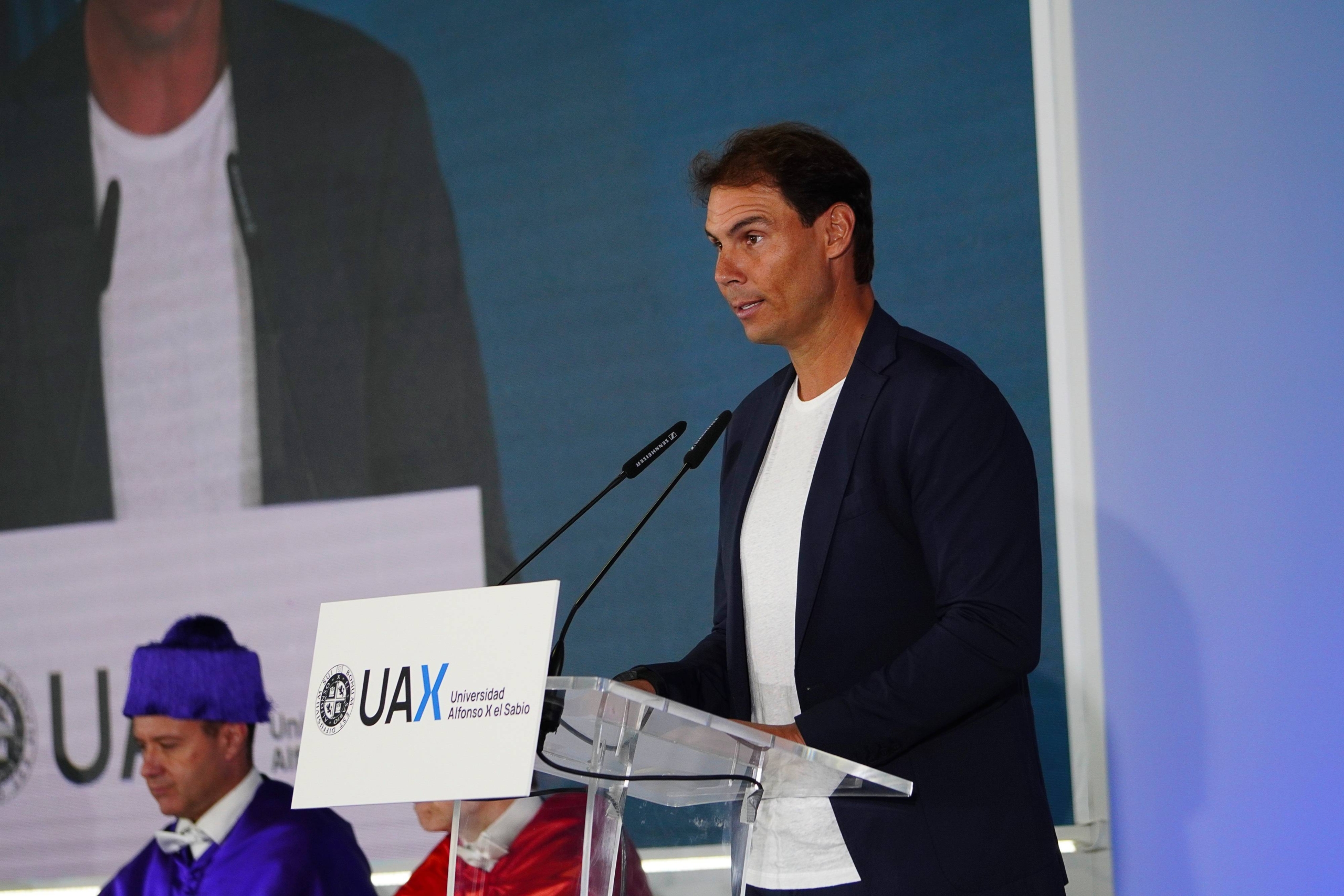 El tenista Rafa Nadal, en una presentación en la Universidad Alfonso X | Europa Press