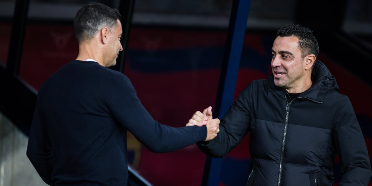 Xavi Hernández i Míchel Sánchez, durant el Barça-Girona | Europa Press