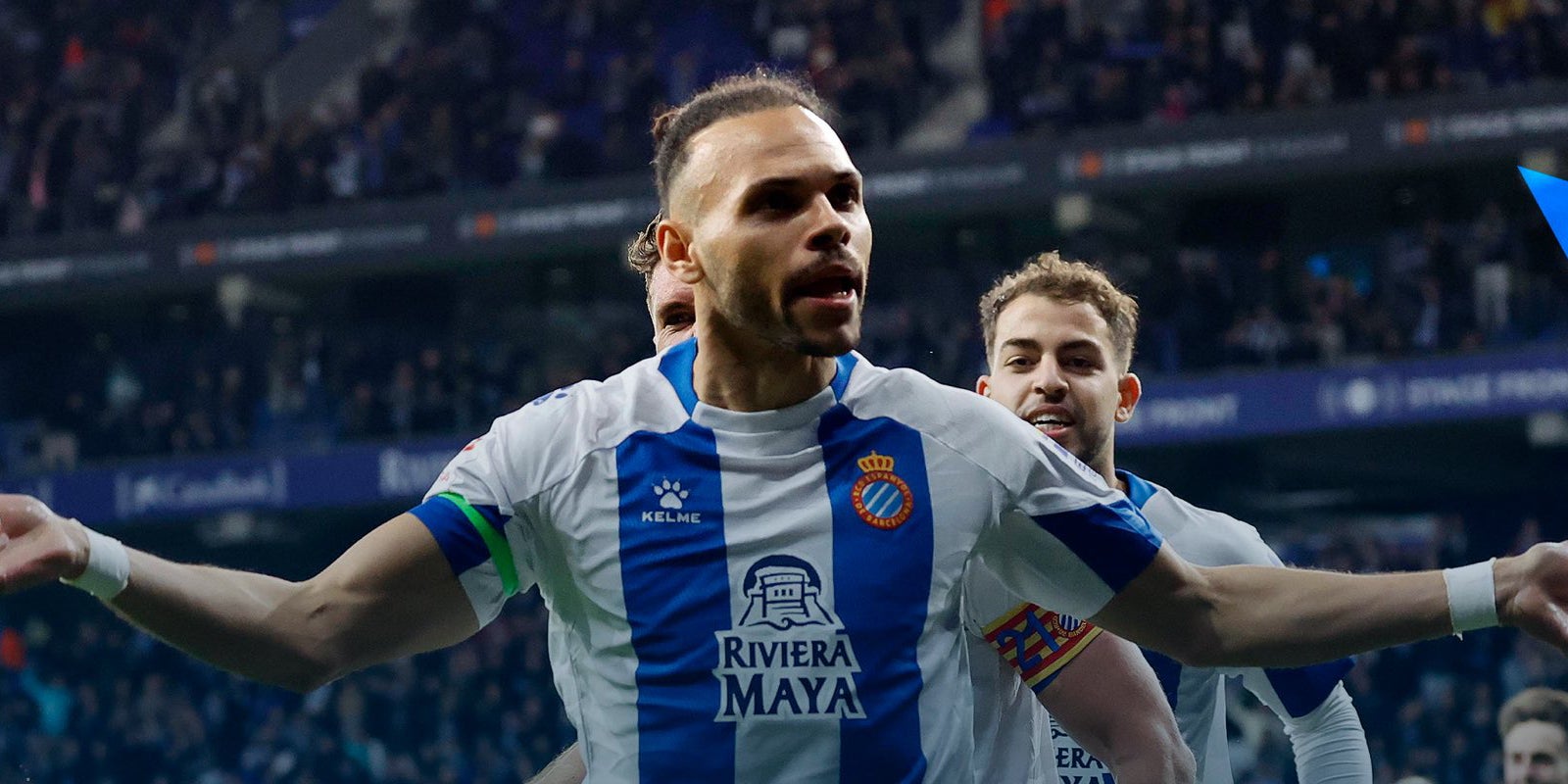 Martin Braithwaite, celebrando un gol contra el Levante | @RCDEspanyol