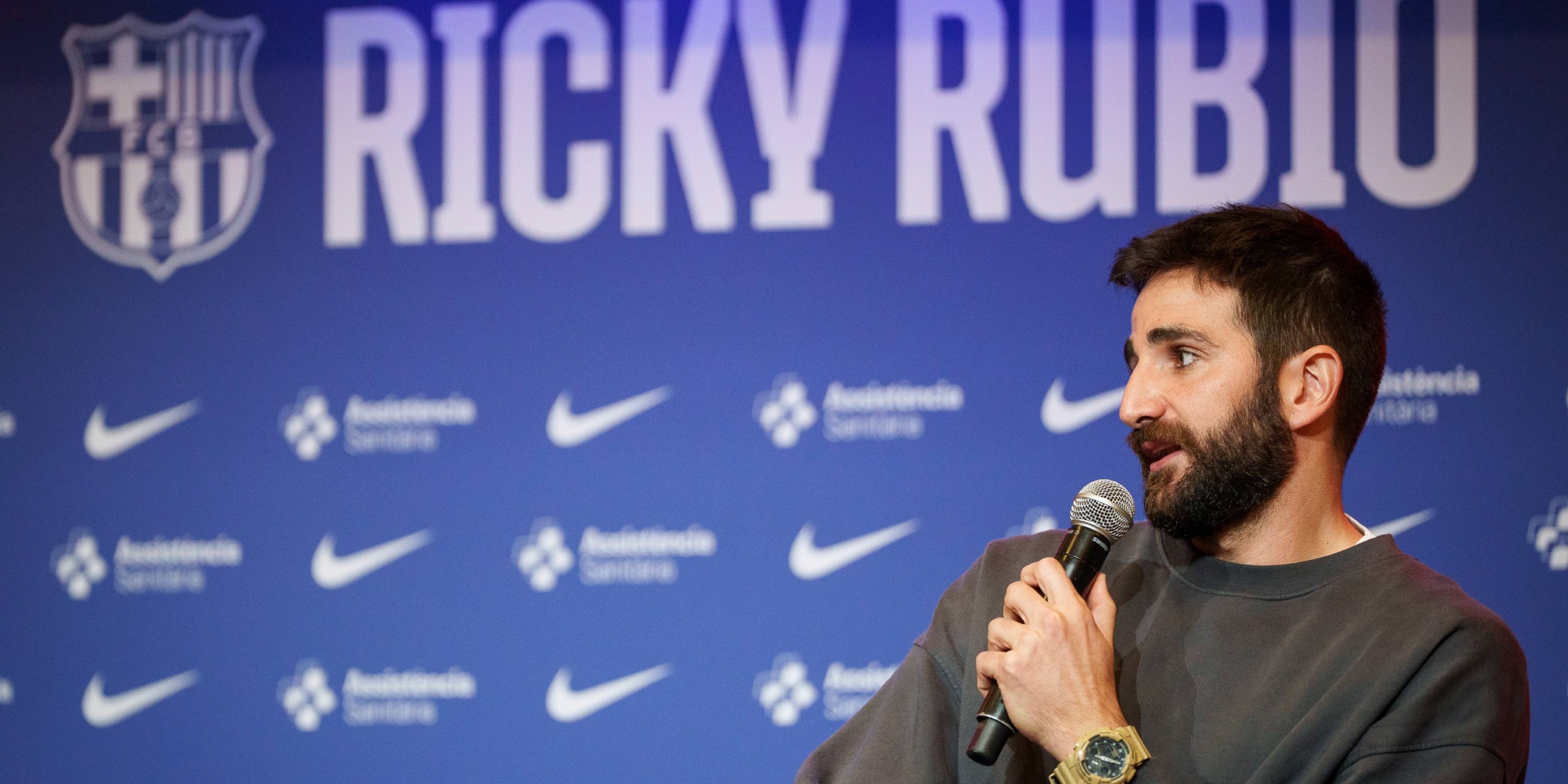 Ricky Rubio, en la seva presentació com a nou jugador del Barça | FC Barcelona
