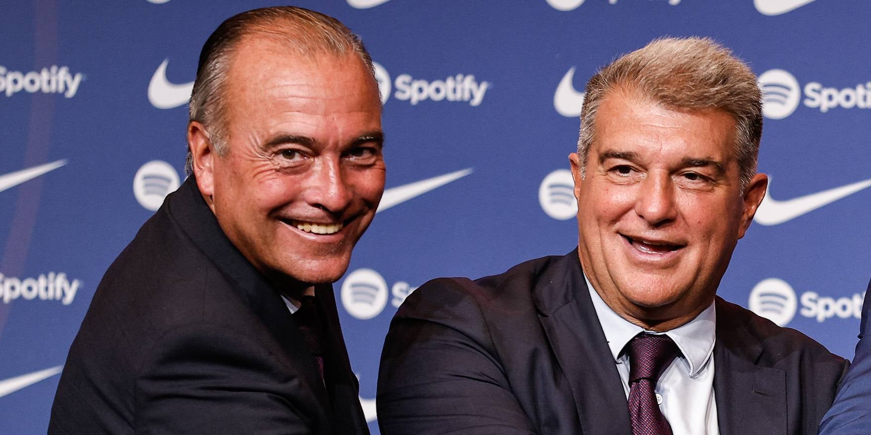 Rafa Yuste, vicepresident primer del Barça, i Joan Laporta, president del club | Europa Press