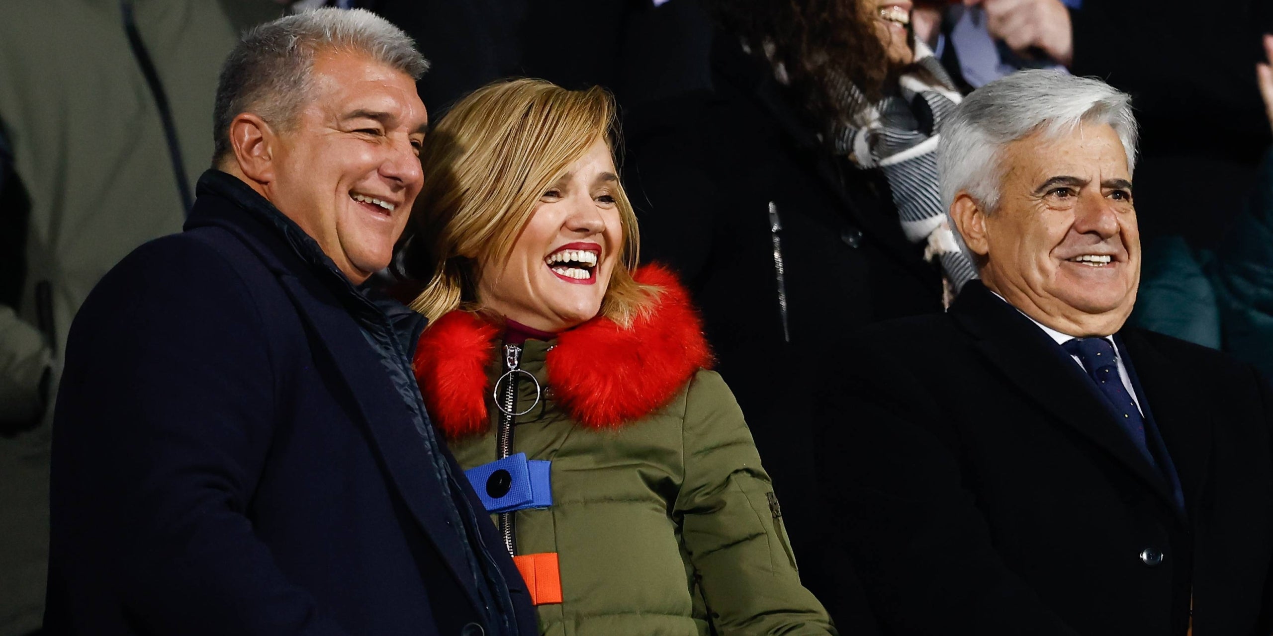 Joan Laporta, con Pilar Alegría, ministra de Educación, Formación Profesional y Deportes, y Pedro Rocha, presidente en funciones de la RFEF | Europa Press