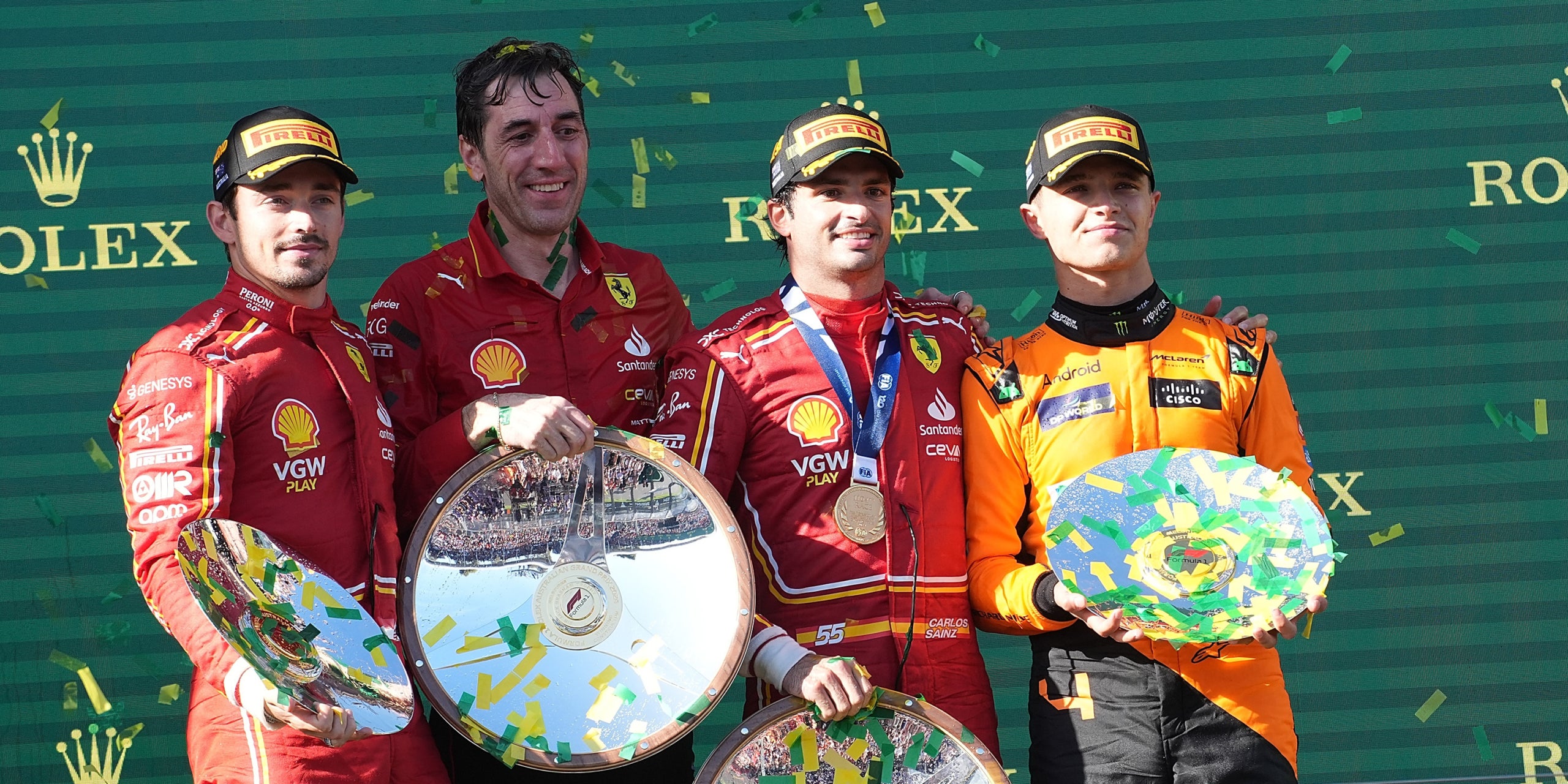 Carlos Sainz, Charles Leclerc y Lando Norris, el podio del Grand Prix de Australia de F1 2024 | Europa Press