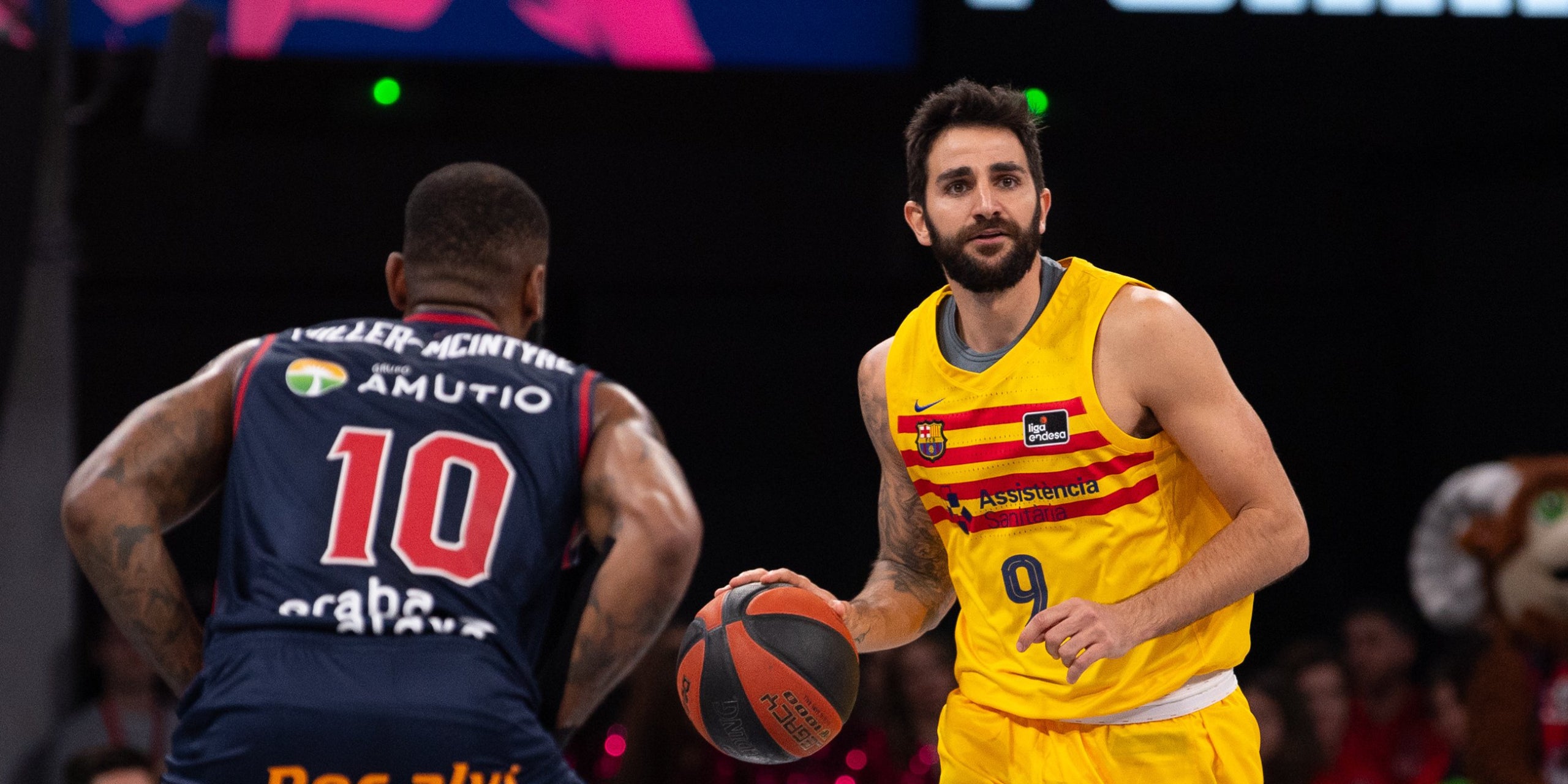 Ricky Rubio, durante el partido contra Baskonia | @FCBbasket
