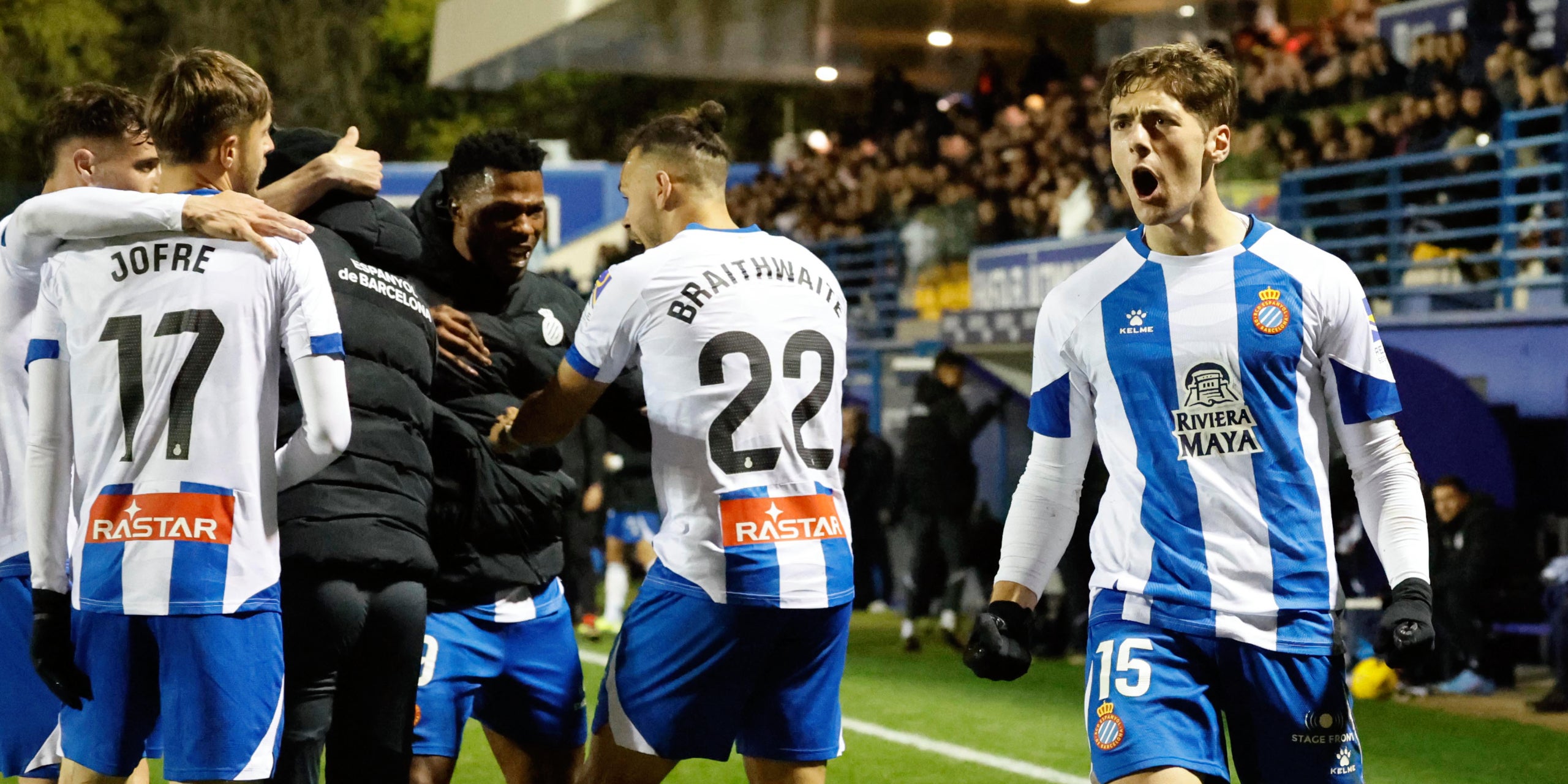 Los jugadores del Espanyol, celebrando el gol contra el Alcorcón | @RCDEspanyol