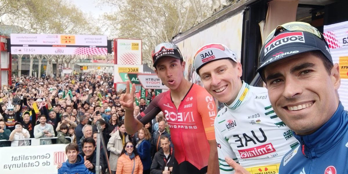 Tadej Pogacar, Mikel Landa i Egan Bernal, al podi de la Volta a Catalunya 2024 | @VoltaCatalunya