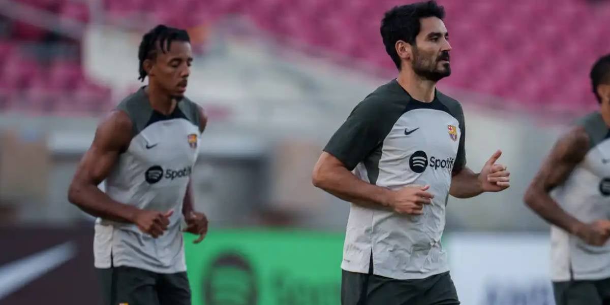 Jules Koundé e Ilkay Gündogan, durante un entrenamiento | FC Barcelona
