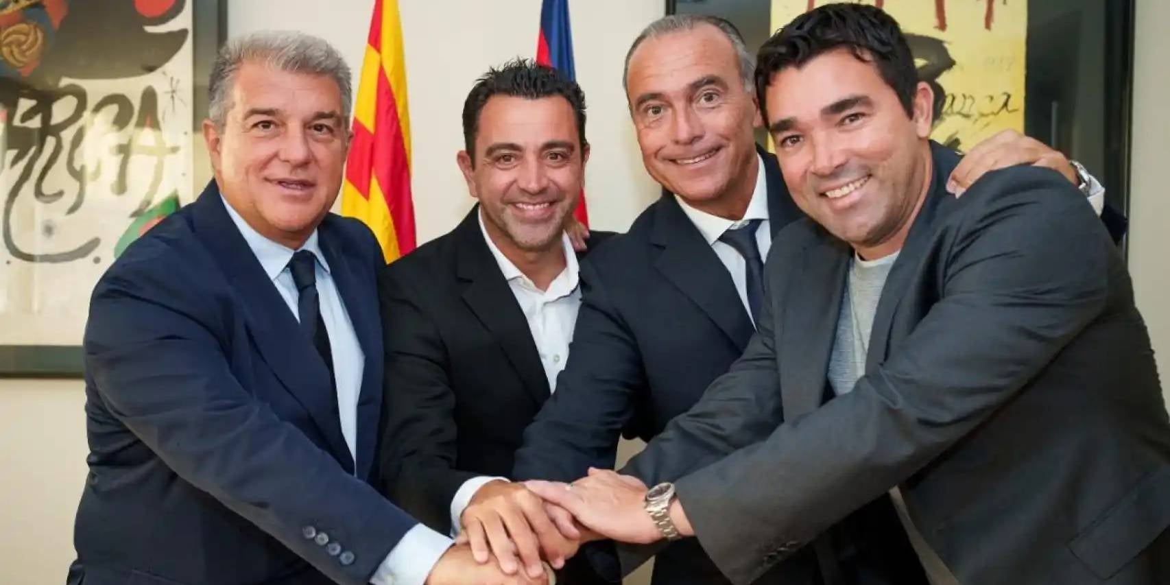 Joan Laporta, Xavi Hernández, Rafa Yuste i Deco, en una imatge d'arxiu | FC Barcelona