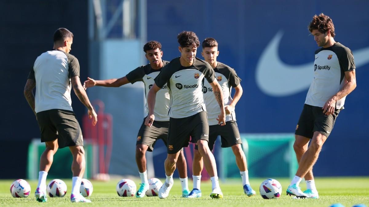 Marcos Alonso, durant un entrenament del Barça | FC Barcelona