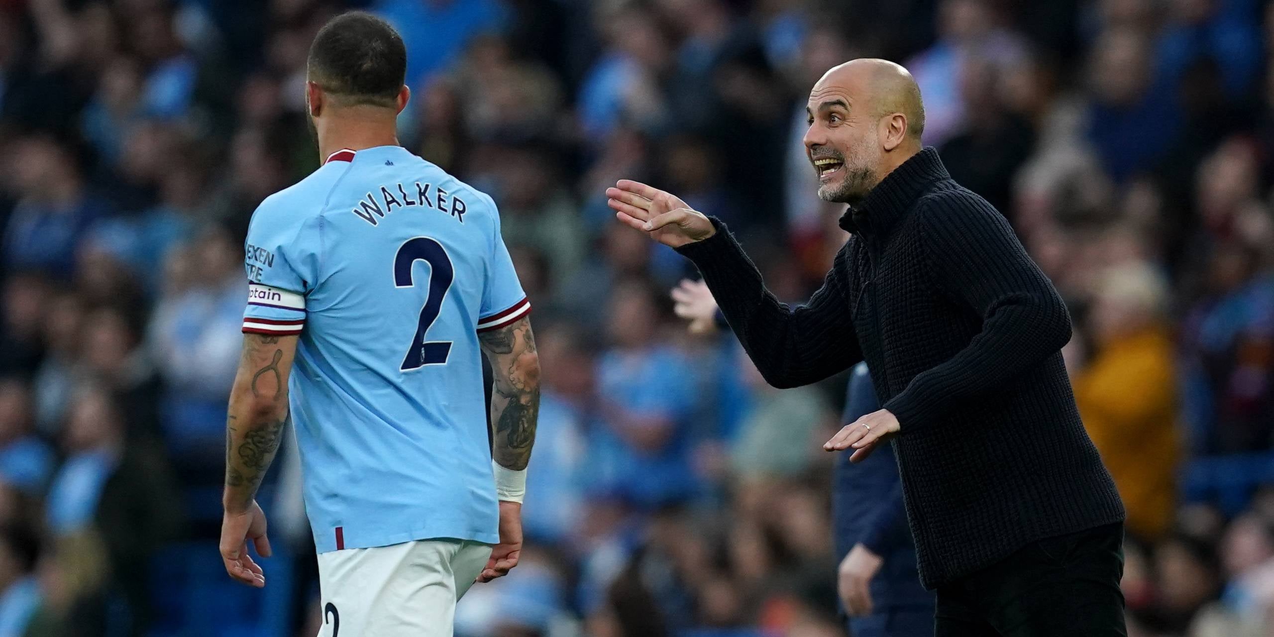 Kyle Walker i Pep Guardiola, durant un partit | Europa Press