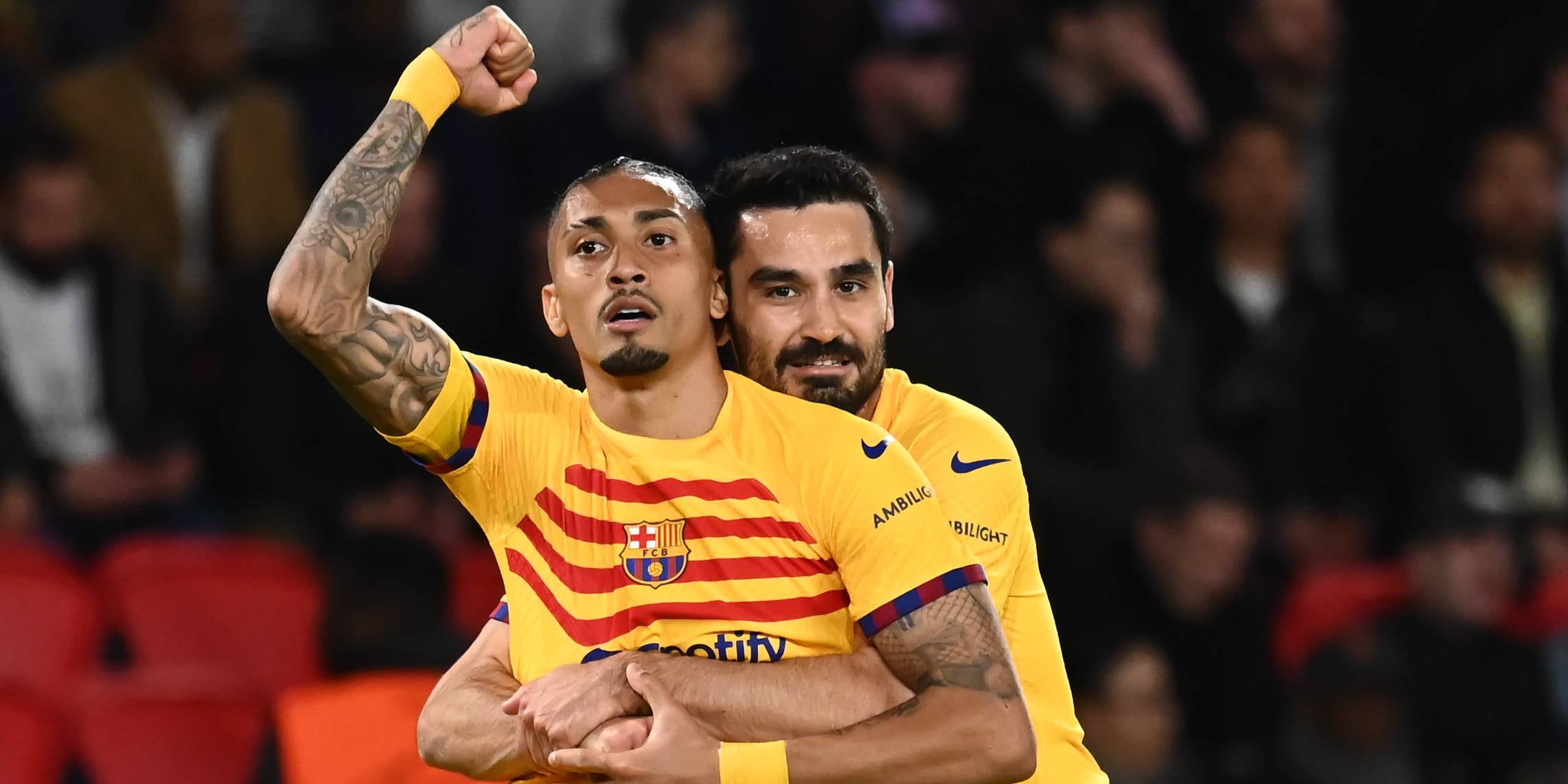 Raphinha celebra un de sus goles contra el PSG | Europa Press