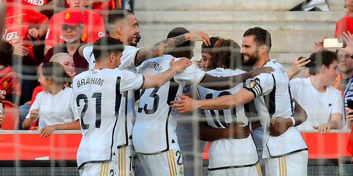 Los jugadores del Madrid, celebrando el gol contra el Mallorca | @LaLiga