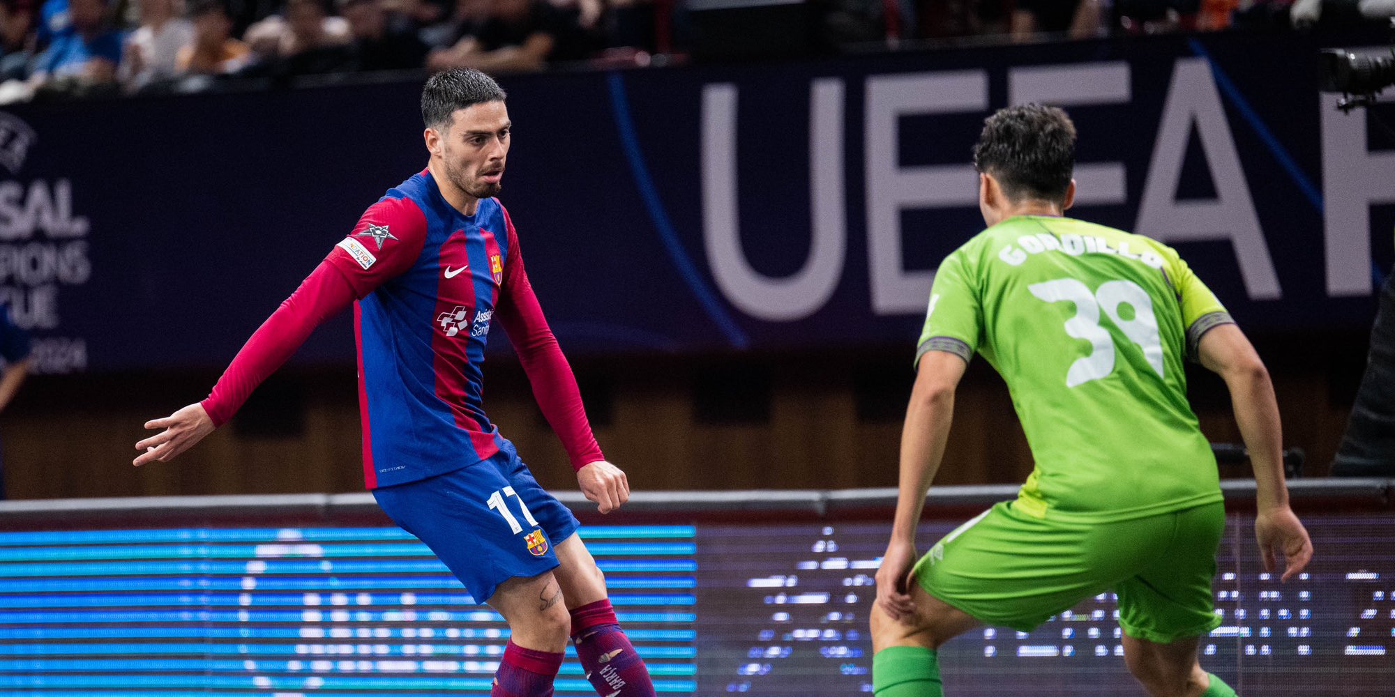 Erick, jugador del Barça de fútbol sala, durante la final de la Champions contra el Palma Futsal | @FCBfutbolsala