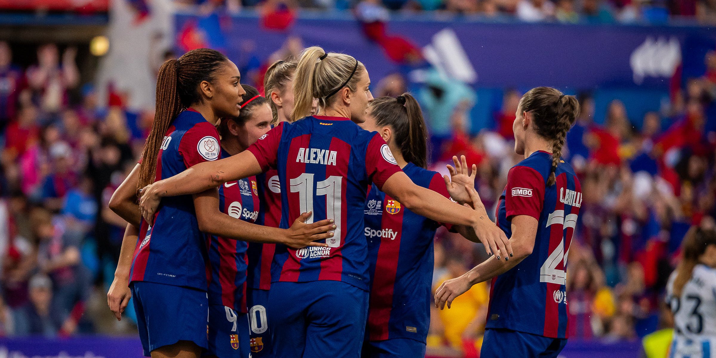 Les jugadores del Barça, celebrant un gol contra la Reial Societat a la final de la Copa de la Reina | @FCBfemeni