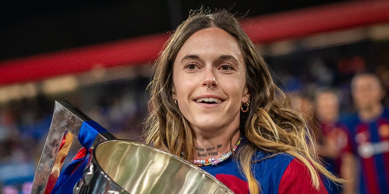 Mapi León, jugadora del Barça, celebrant l'última Lliga | FC Barcelona