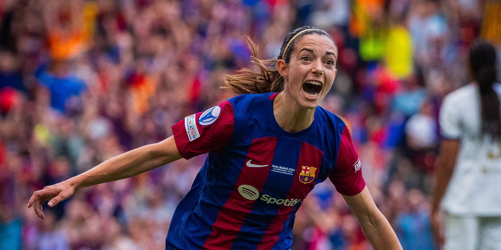 Aitana Bonmatí, celebrant el gol contra l'Olympique de Lió a la final de la Champions | @FCBfemeni