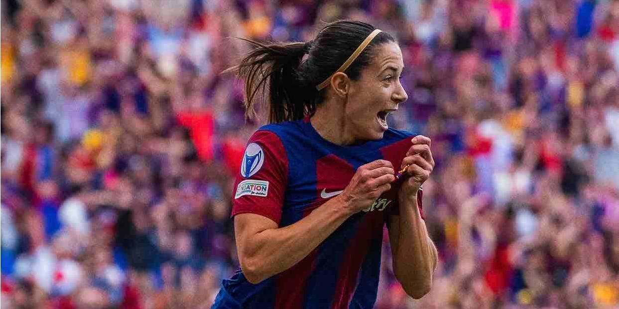 Aitana Bonmatí, jugadora del Barça femenino, celebrando el gol contra el Olympique de Lyon | FC Barcelona