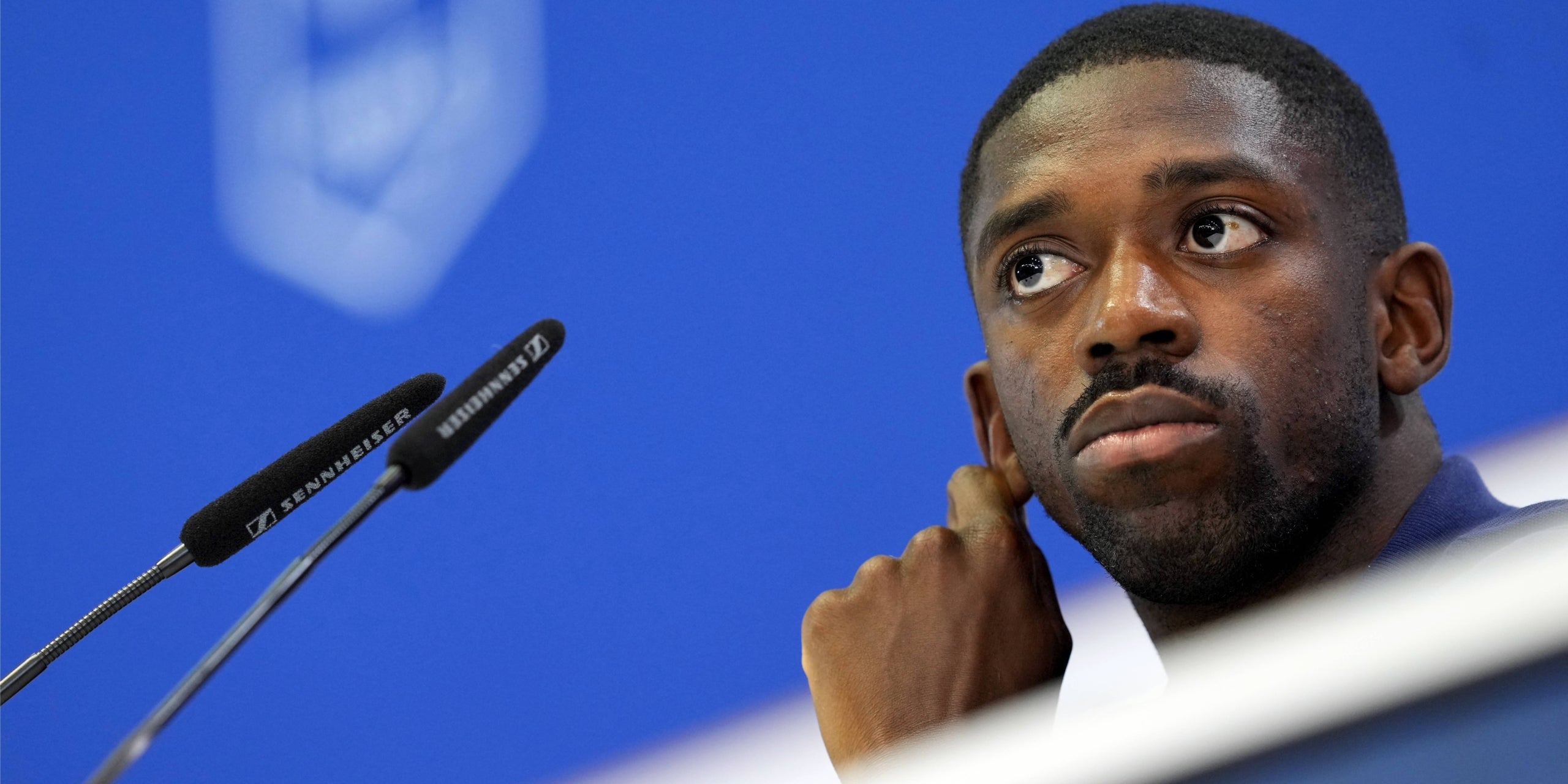 Ousmane Dembélé, durant una roda de premsa | Europa Press