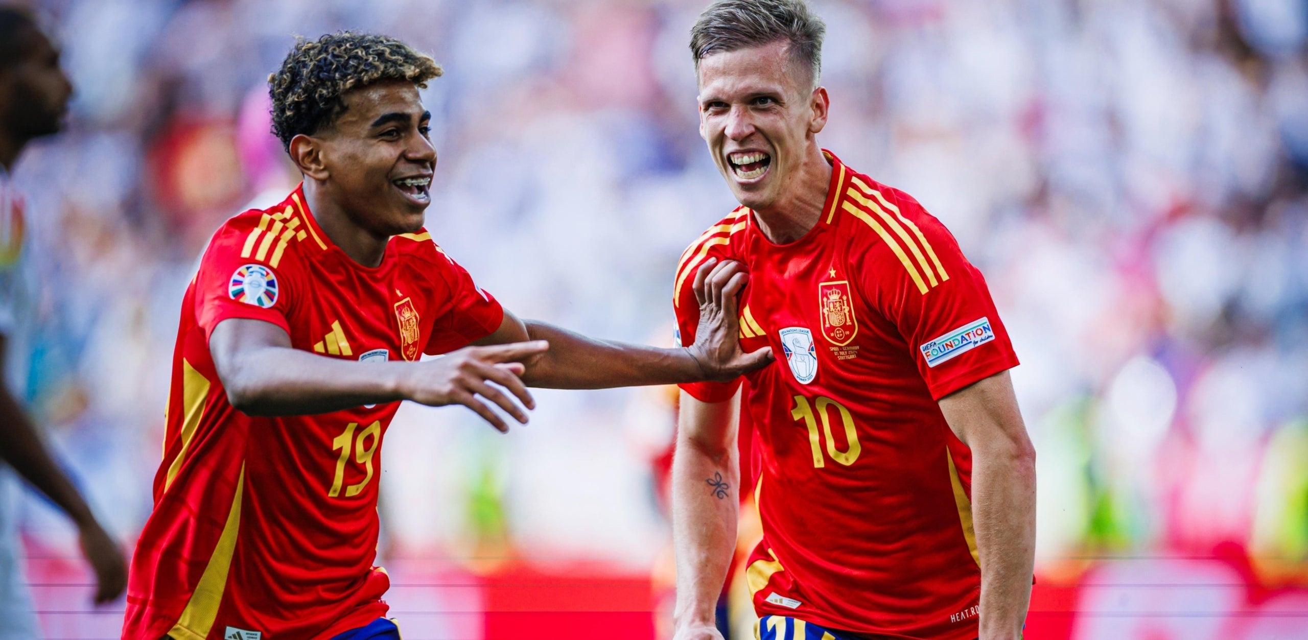 Lamine Yamal i Dani Olmo celebren el primer gol d'Espanya contra Alemanya | Europa Press