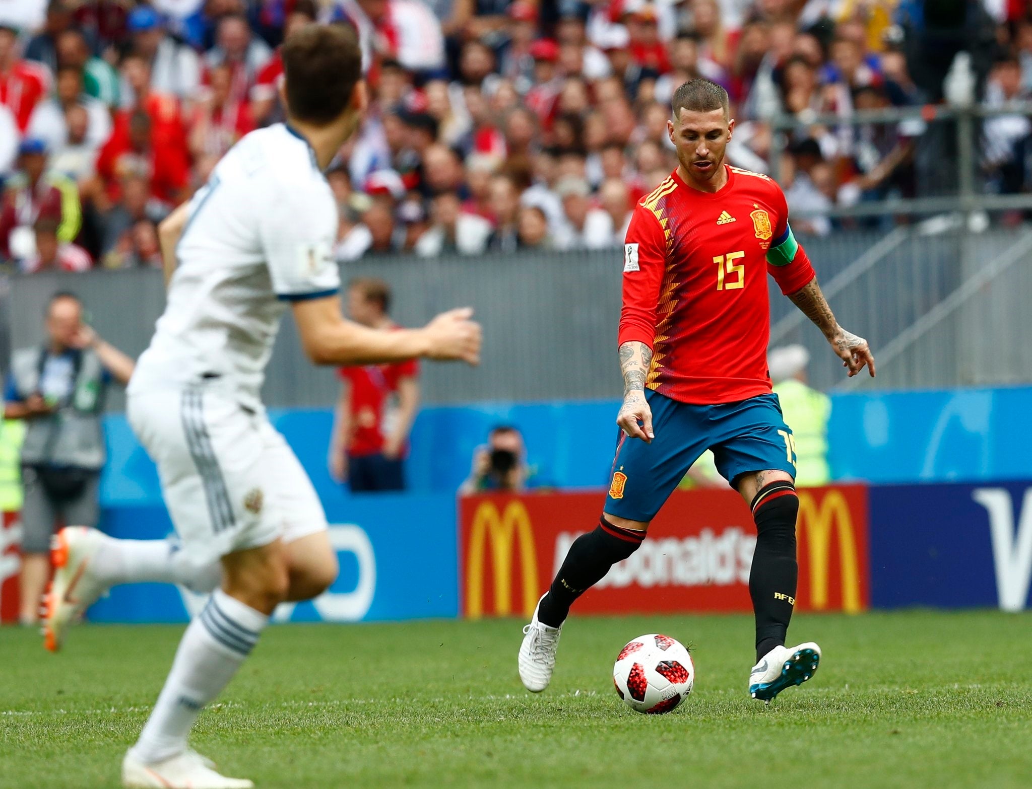 Sergio Ramos, durant el partit contra Rússia del Mundial de 2018 | Europa Press