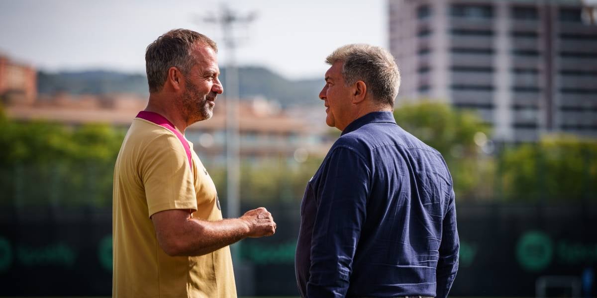 Hansi Flick y Joan Laporta, en una imagen de archivo | FC Barcelona