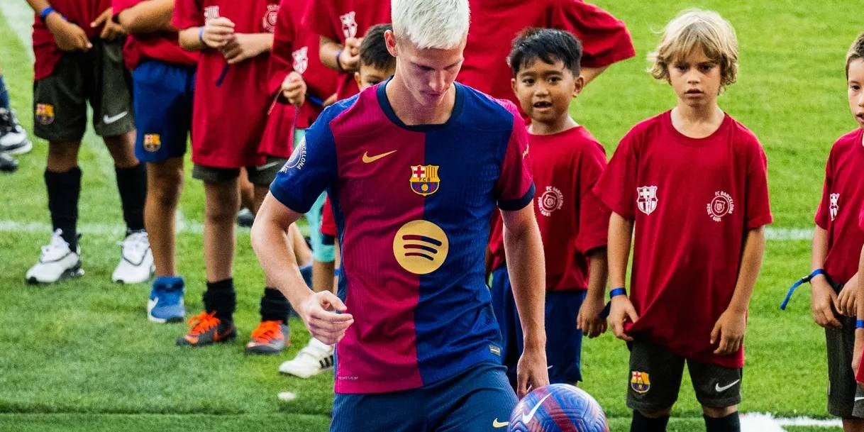 Dani Olmo, durante su presentación | FC Barcelona