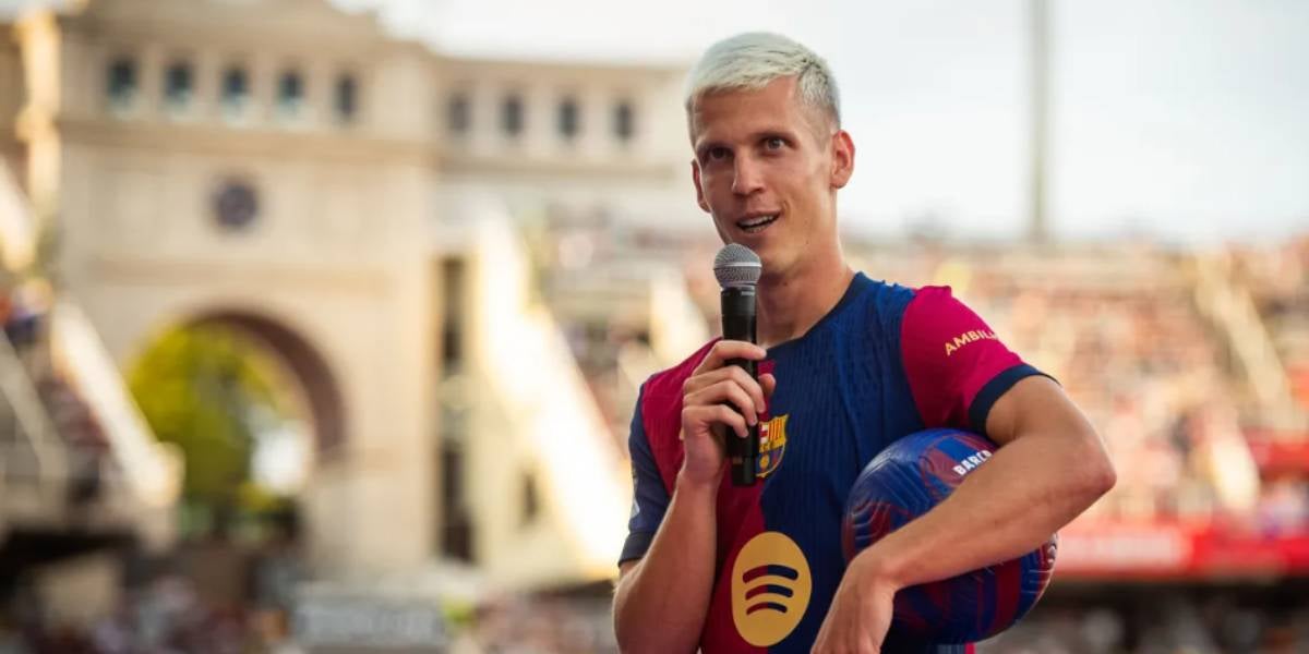 Dani Olmo, durant la seva presentació al Trofeu Joan Gamper | FC Barcelona