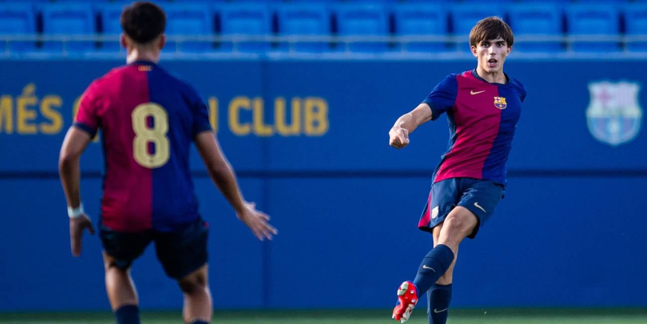 Els jugadors del Barça Atlètic durant un partit I FC Barcelona