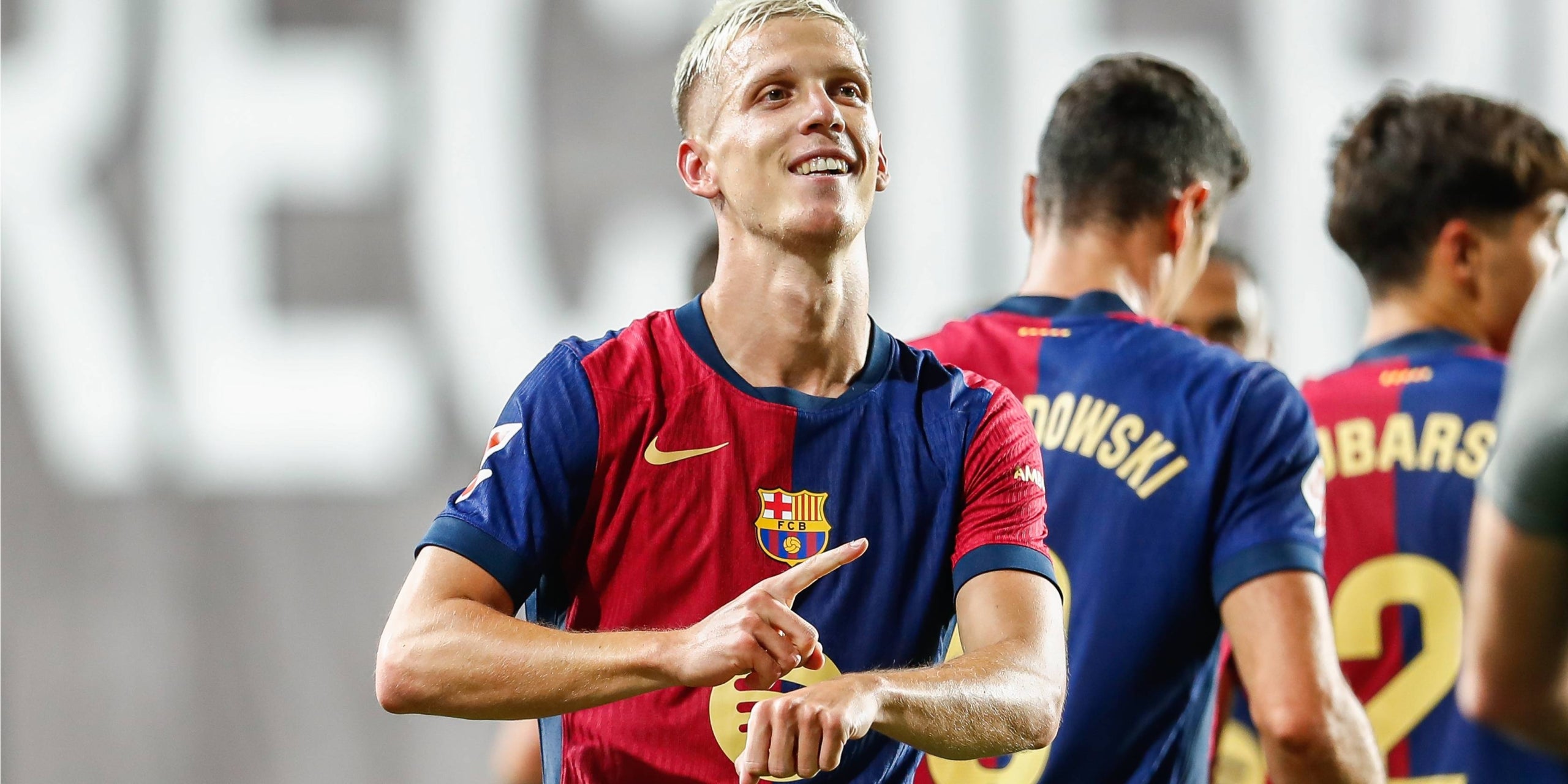 Dani Olmo, celebrant el seu primer gol amb el Barça | Europa Press