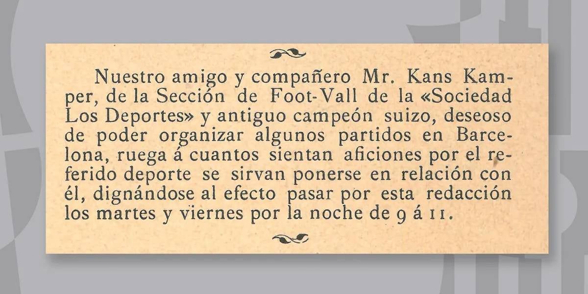 L'anunci de la fundació del Barça | FC Barcelona