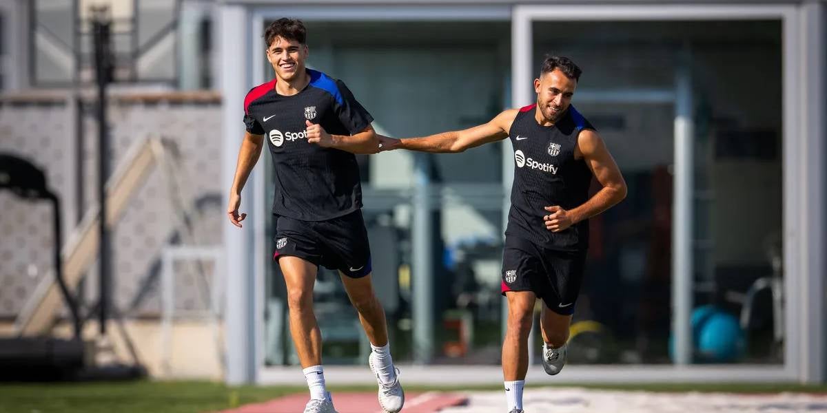 Eric Garcia i Pau Cubarsí durant un entrenament amb el Barça | FC Barcelona
