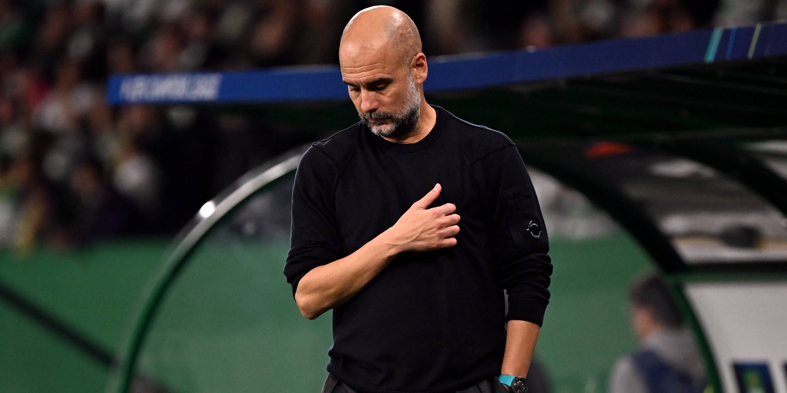 Pep Guardiola, durant el partit contra l'Sporting de Portugal | Europa Press