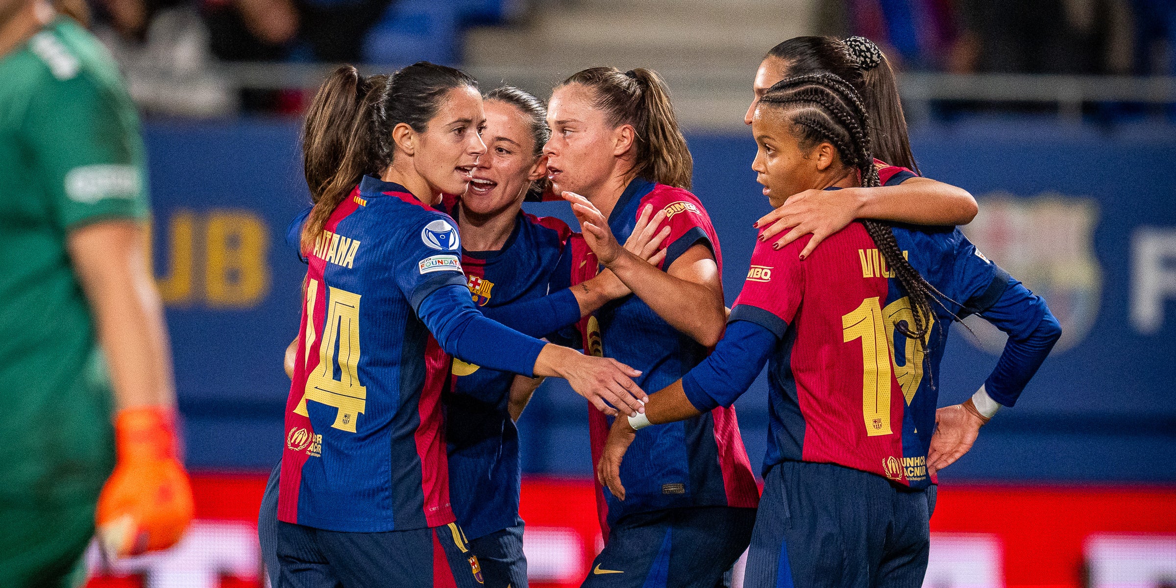 Les jugadores del Barça, celebrant un gol contra el Sankt Pölten | FC Barcelona