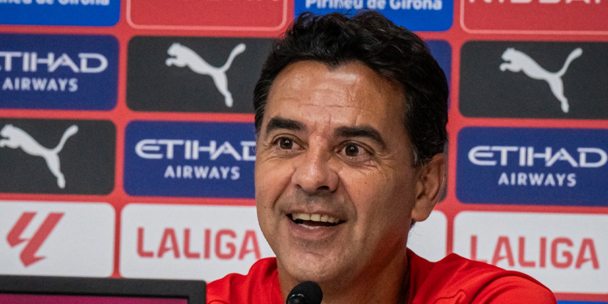 Míchel Sánchez, durante una rueda de prensa | Girona FC