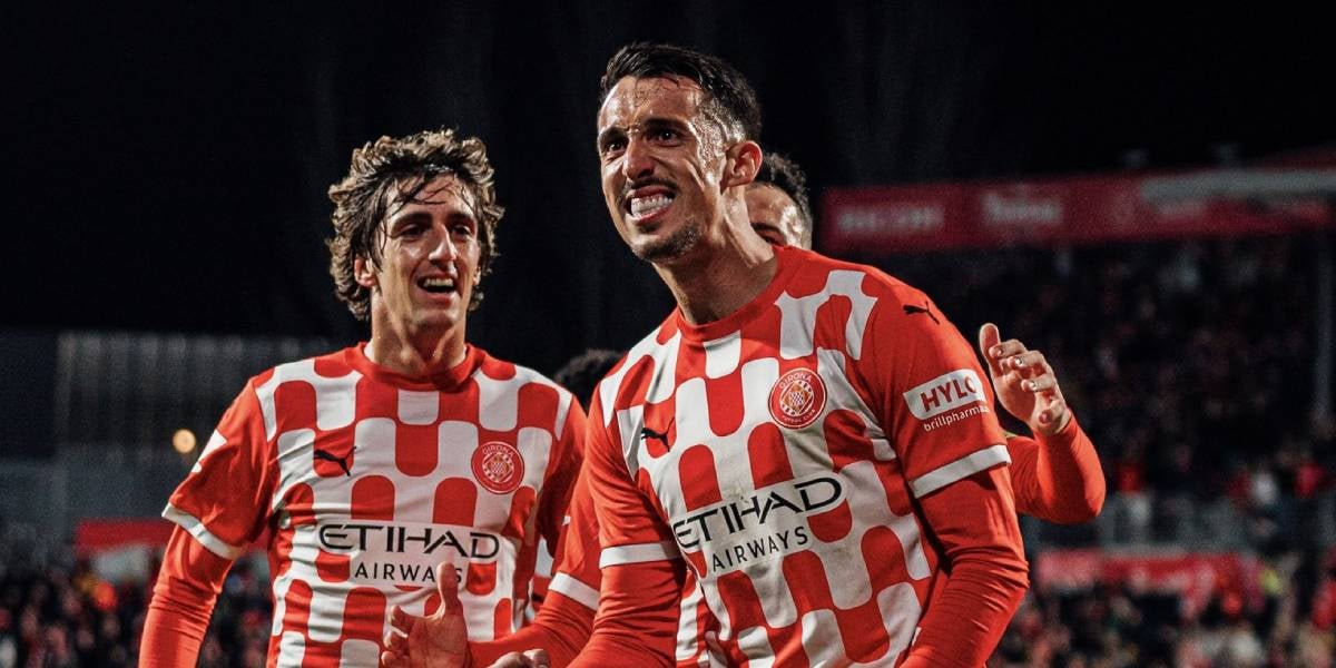 Miovski i Bryan Gil celebren un gol a l'Espanyol | @GironaFC
