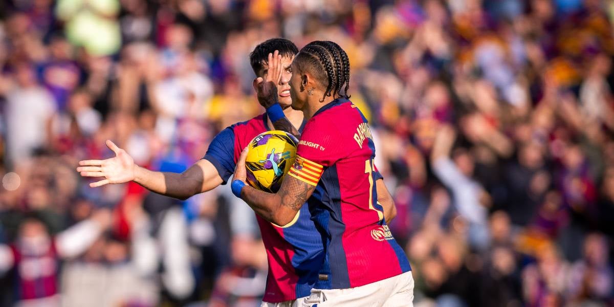 Raphinha després del gol de l'empat contra Las Palmas | @Fcbarcelona_cat