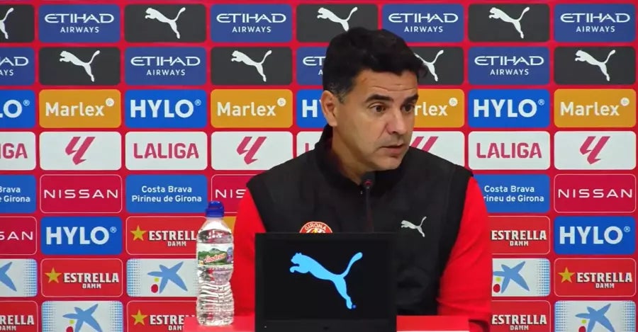 Míchel Sánchez, durant una roda de premsa | Girona FC