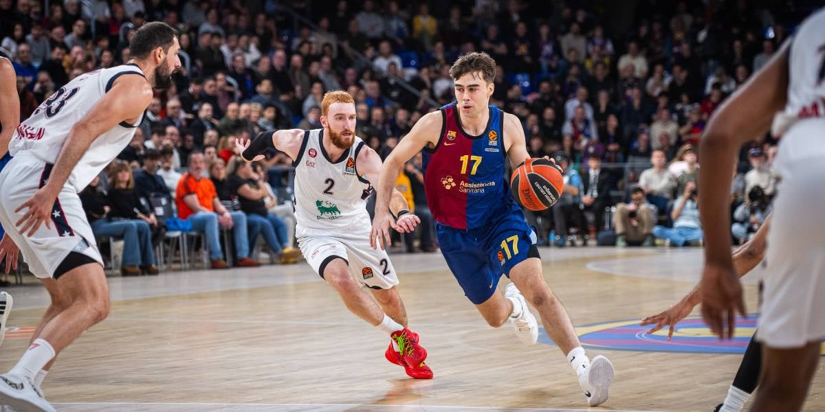 Juan Nuñez davant Nikola Mirotić | @BarçaBasket 