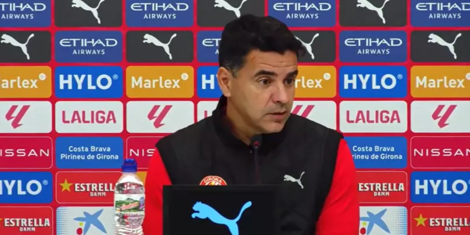 Míchel Sánchez, durant una roda de premsa | Girona FC