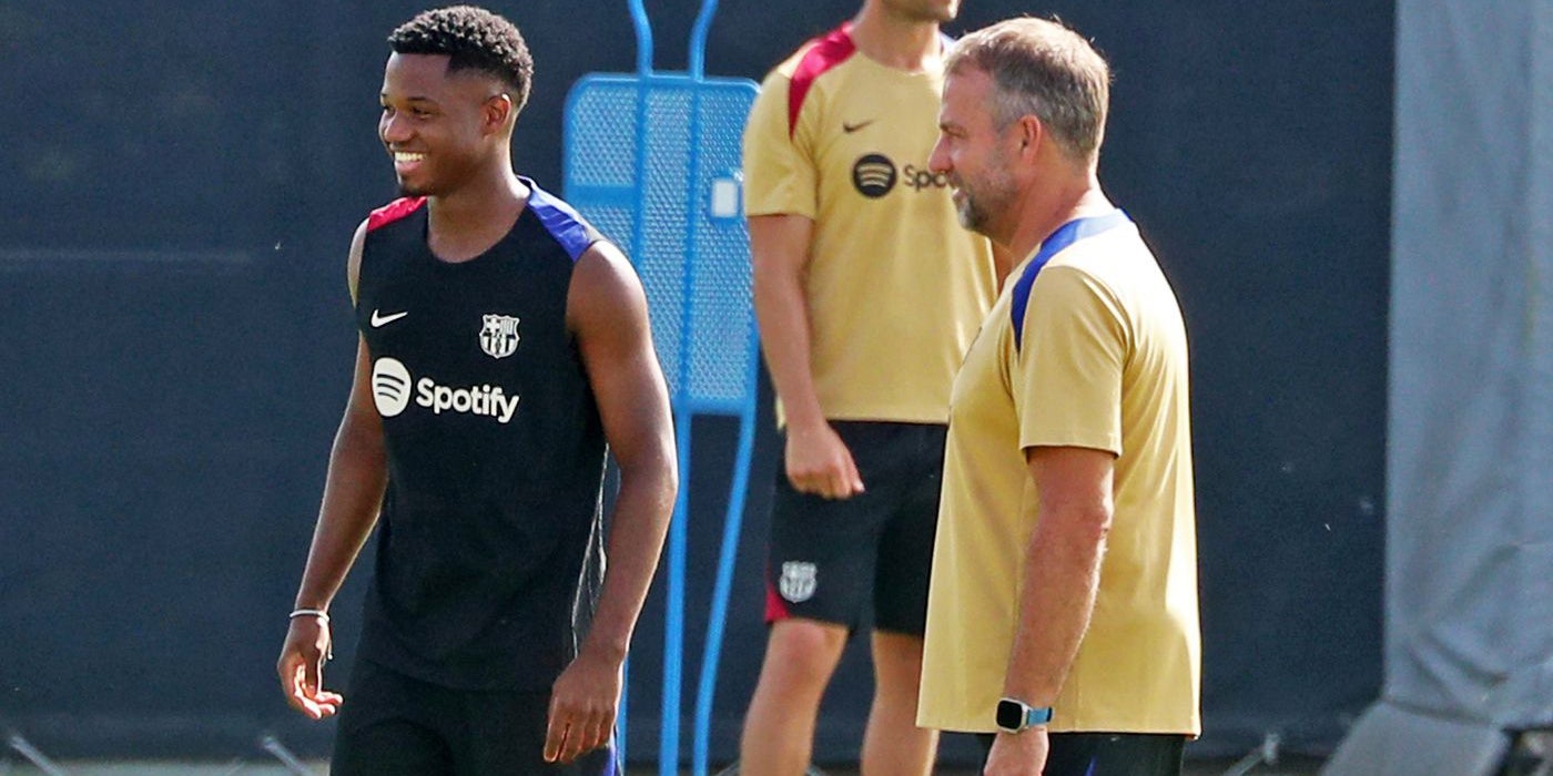 Ansu Fati i Hansi Flick, durant un entrenament | FC Barcelona
