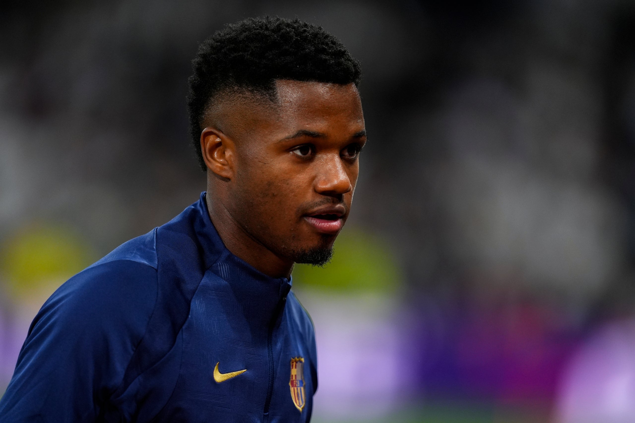 Ansu Fati, durante un calentamiento con el Barça | Europa Press