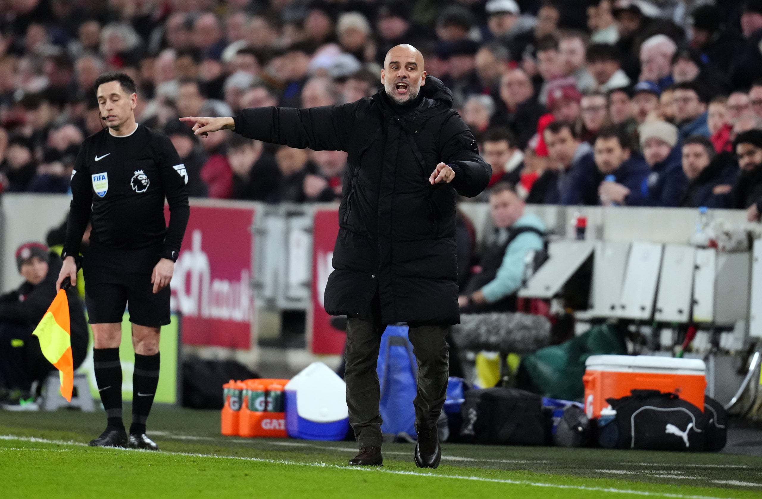 Pep Guardiola, durant el partit contra el Brentford | Europa Press