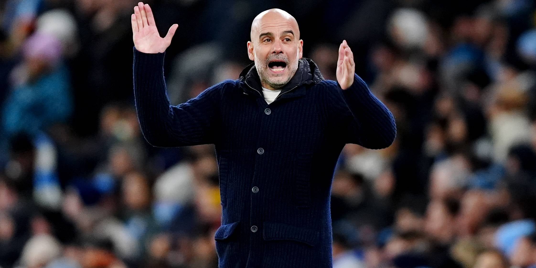 Pep Guardiola, durante el Manchester City-Bruges | Europa Press
