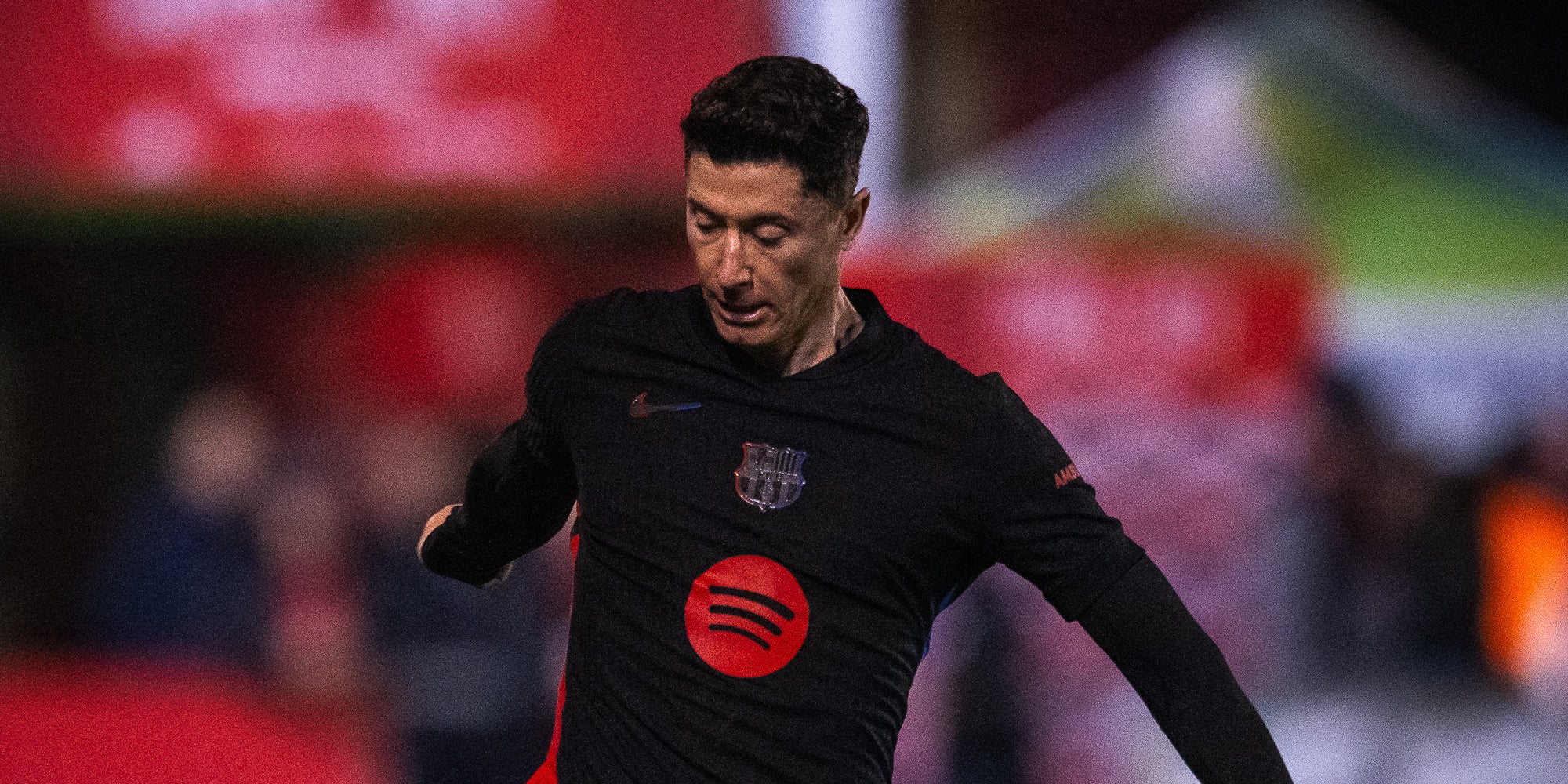 Robert Lewandowski, durant el partit contra el Barbastre | FC Barcelona