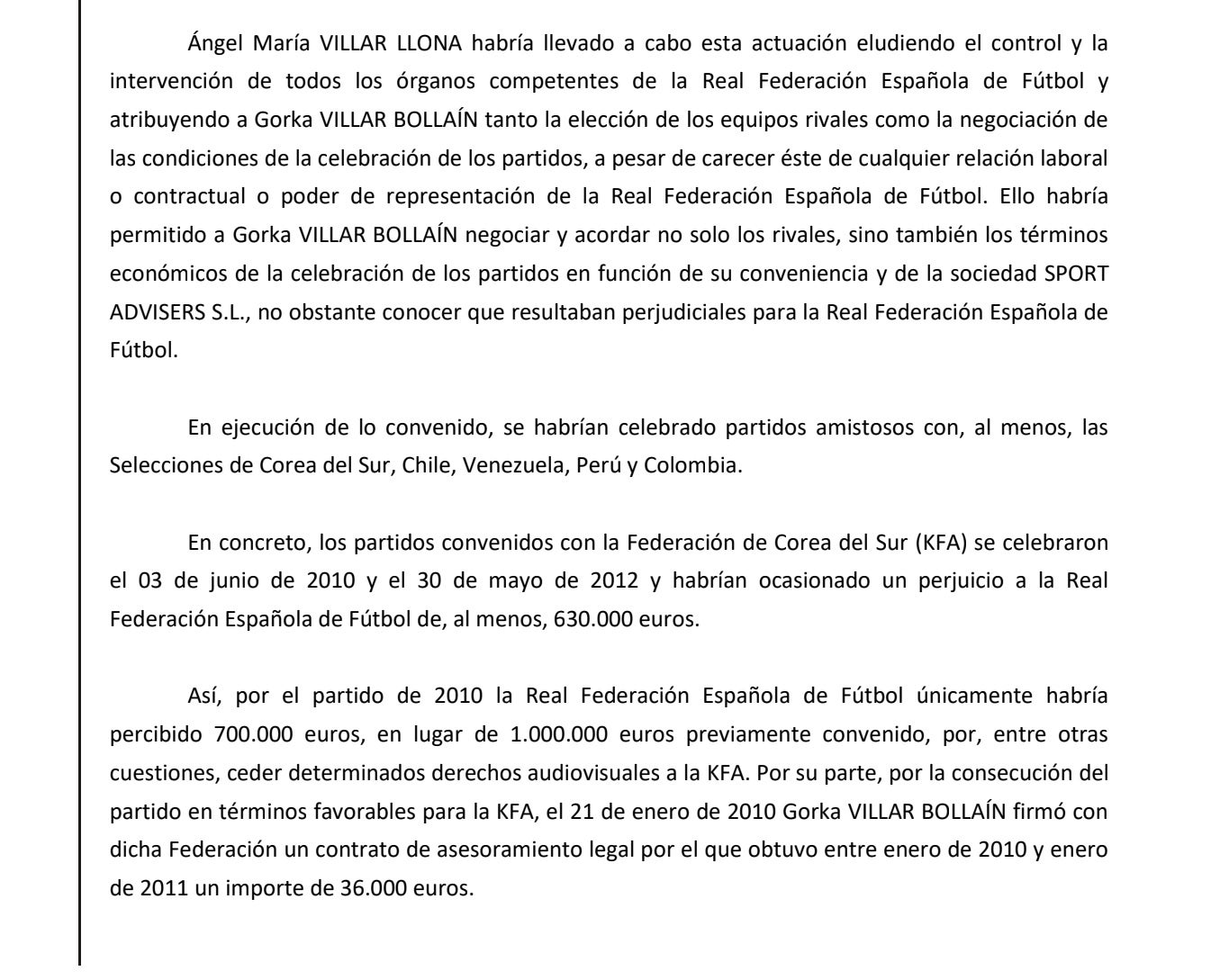Part de la interlocutòria de processament a Ángel Maria Villar/QS