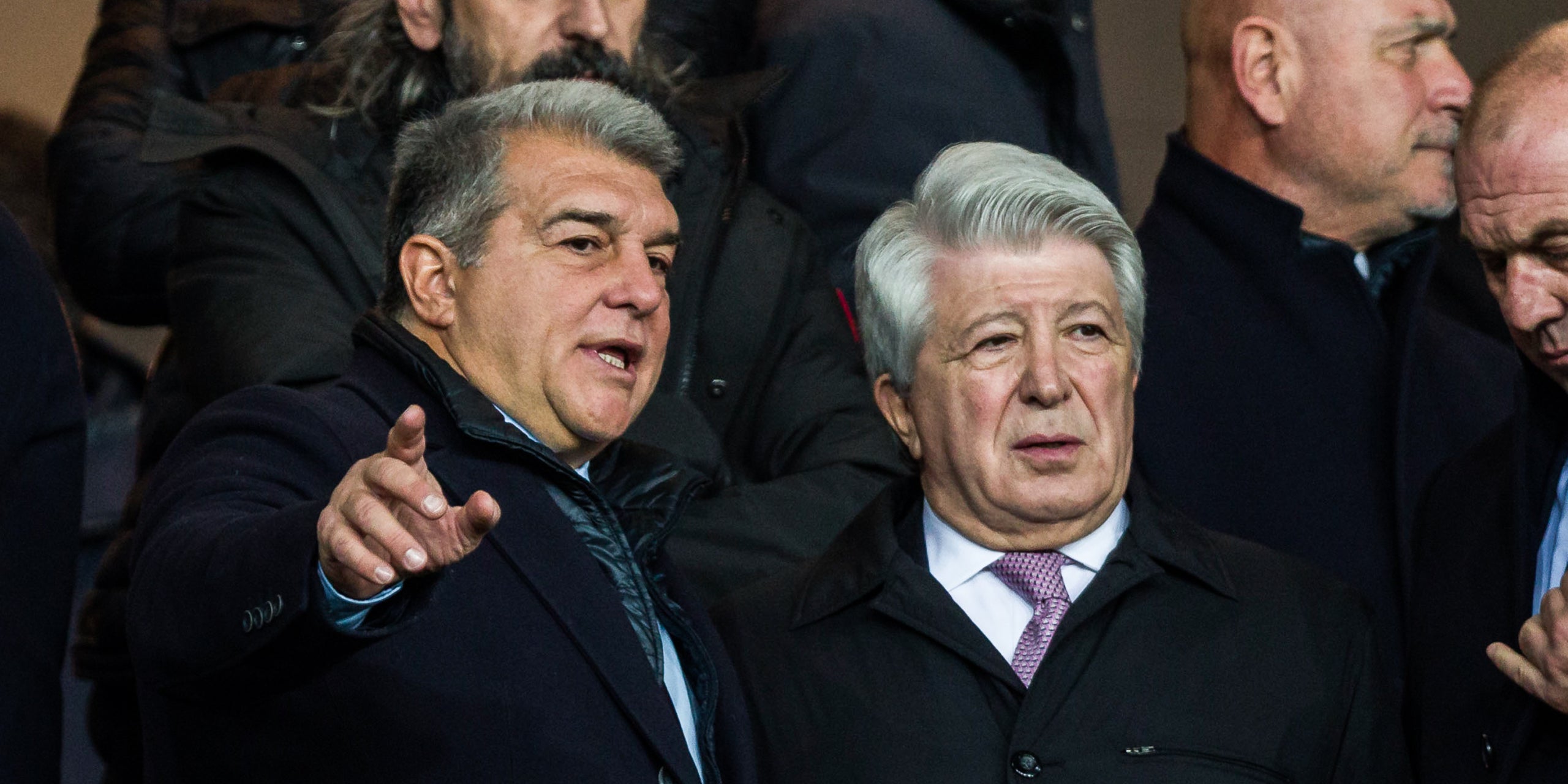 Joan Laporta i Enrique Cerezo, durant el Barça-Atlètic de Madrid de Lliga a Montjuïc | Europa Press